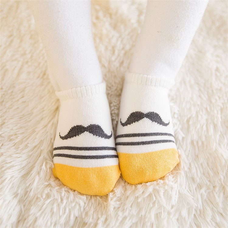 Newborn Socks Cartoon Cotton Baby Socks No-slip Infant Cotton Socks - Size: 0-12 Months / Mustache-1
