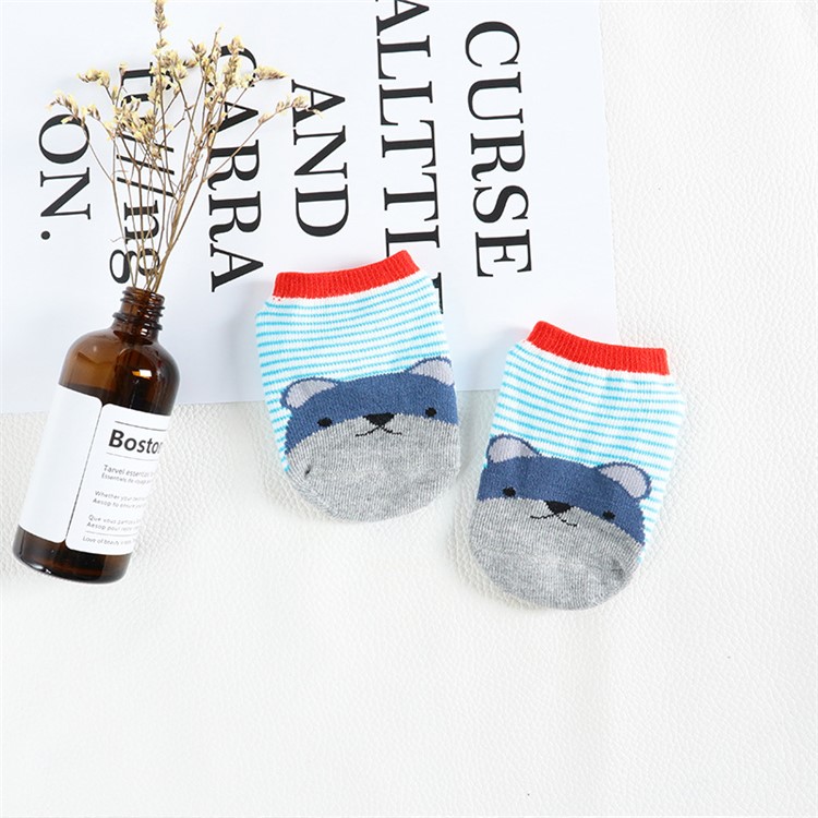 Autumn Baby Cartoon Cotton Socks Baby Socks for Boys Girls Infant Toddler Anti-slip Floor Wear - Size: 24-48 Months / Stripe Bear-1
