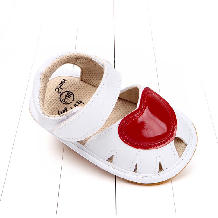Heart Pattern Lovely Girls Baby Shoes PU Leather Beach Sandals Shoes - White / Size: 11-5