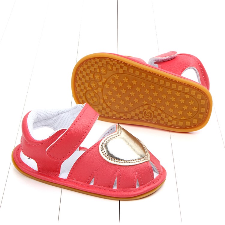 Heart Pattern Cute Girls Shoes PU Leather Beach Sandals Shoes - Rose / Size: 11-5
