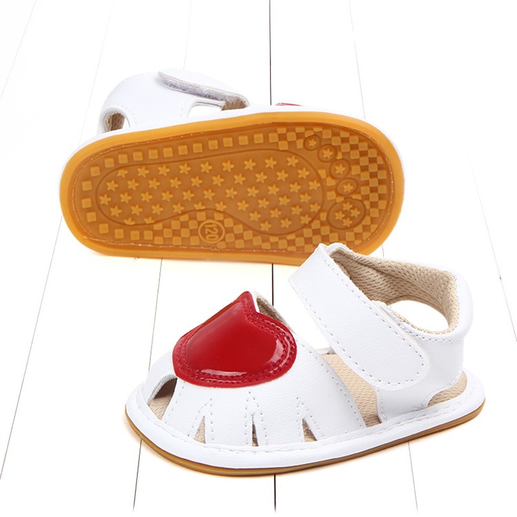 Heart Pattern Girl Baby PU Leather Beach Sandals Shoes for Summer - White / Size: 13-2