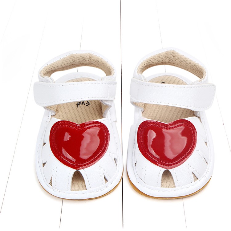 Heart Pattern Girl Baby PU Leather Beach Sandals Shoes for Summer - White / Size: 13-4