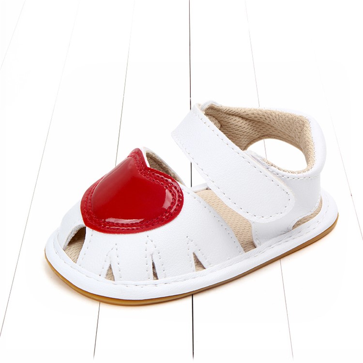 Heart Pattern Girl Baby PU Leather Beach Sandals Shoes for Summer - White / Size: 13-6