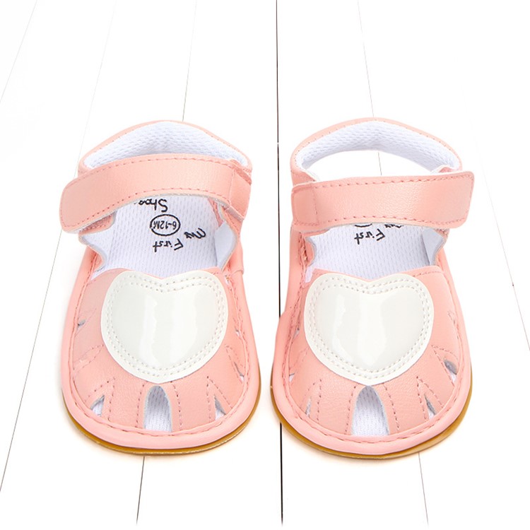 Heart Pattern Baby Girl PU Leather Beach Sandals Fashion Shoes for Summer - Pink / Size: 13-1