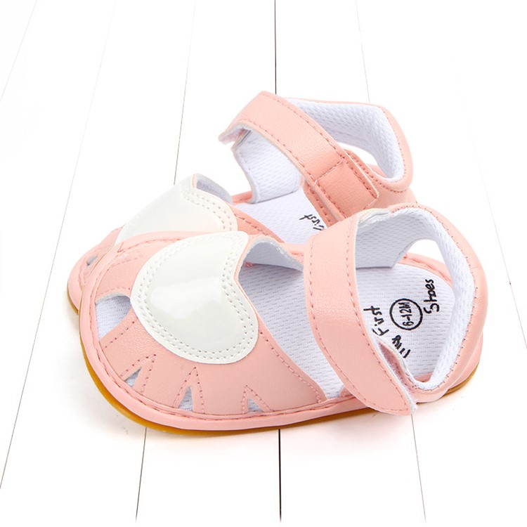 Heart Pattern Baby Girl PU Leather Beach Sandals Fashion Shoes for Summer - Pink / Size: 13-2