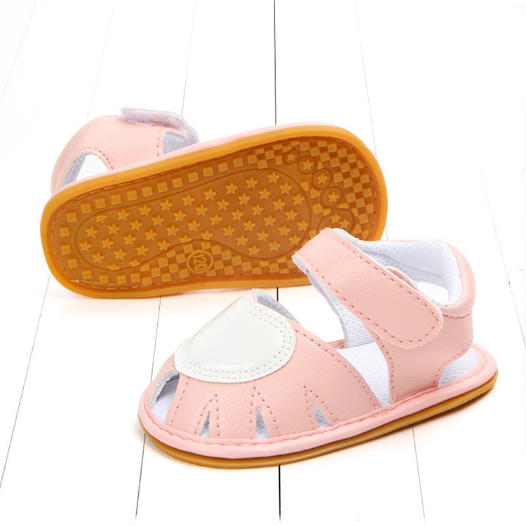 Heart Pattern Baby Girl PU Leather Beach Sandals Fashion Shoes for Summer - Pink / Size: 13-3