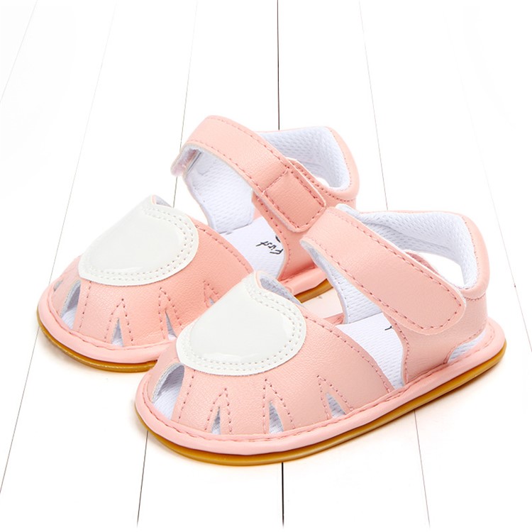 Heart Pattern Baby Girl PU Leather Beach Sandals Fashion Shoes for Summer - Pink / Size: 13-4