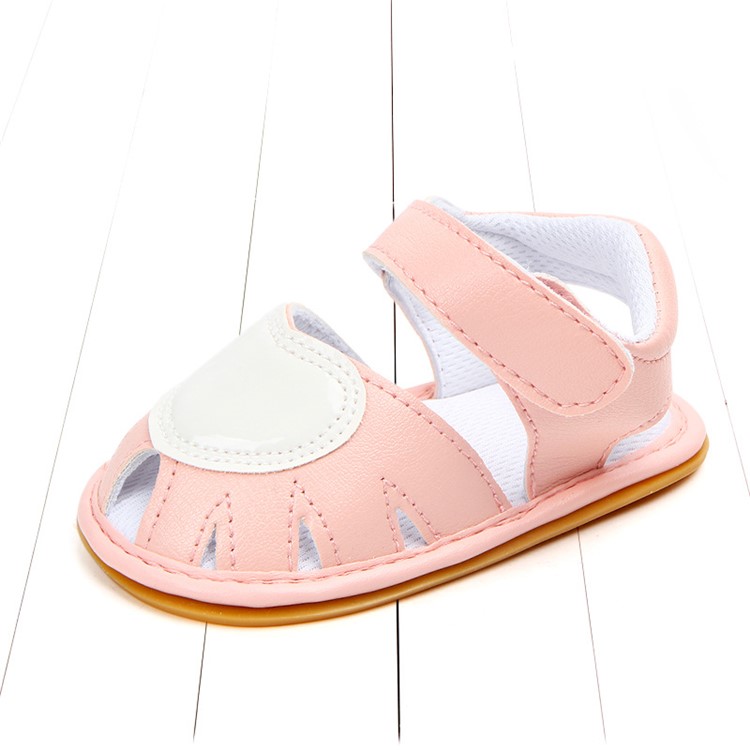 Heart Pattern Baby Girl PU Leather Beach Sandals Fashion Shoes for Summer - Pink / Size: 13-5