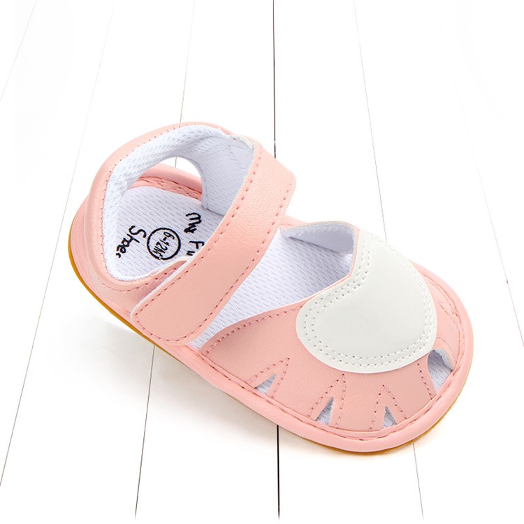 Heart Pattern Baby Girl PU Leather Beach Sandals Fashion Shoes for Summer - Pink / Size: 13-6