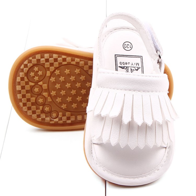 Summer Newborn Baby PU Leather Anti-slip Sandals Shoes - White / Size: 11-1