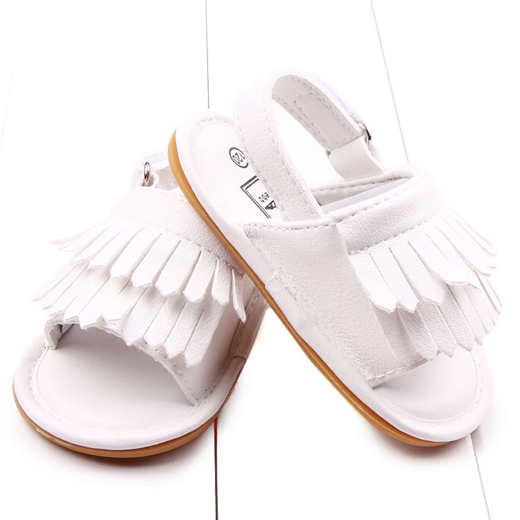 Summer Newborn Baby PU Leather Anti-slip Sandals Shoes - White / Size: 11-2