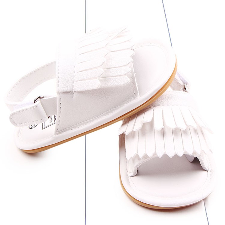 Summer Newborn Baby PU Leather Anti-slip Sandals Shoes - White / Size: 11-5