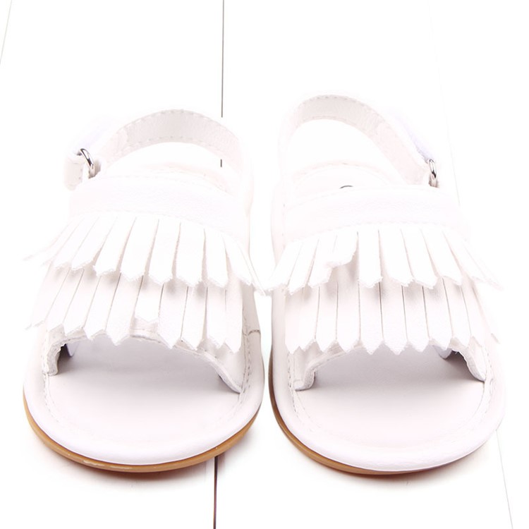 Summer Newborn Baby PU Leather Anti-slip Sandals Shoes - White / Size: 11-6