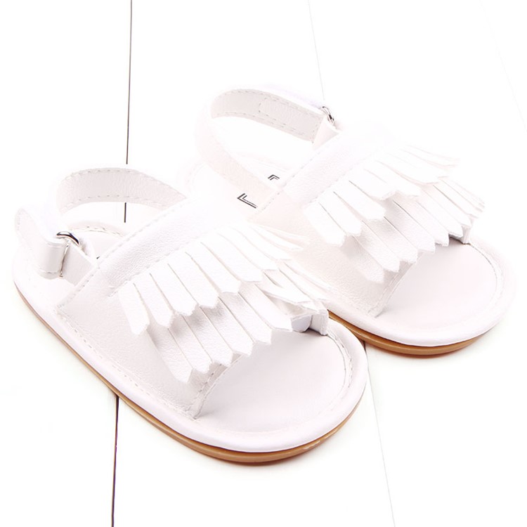 Summer Newborn Baby PU Leather Anti-slip Sandals Shoes - White / Size: 11-7