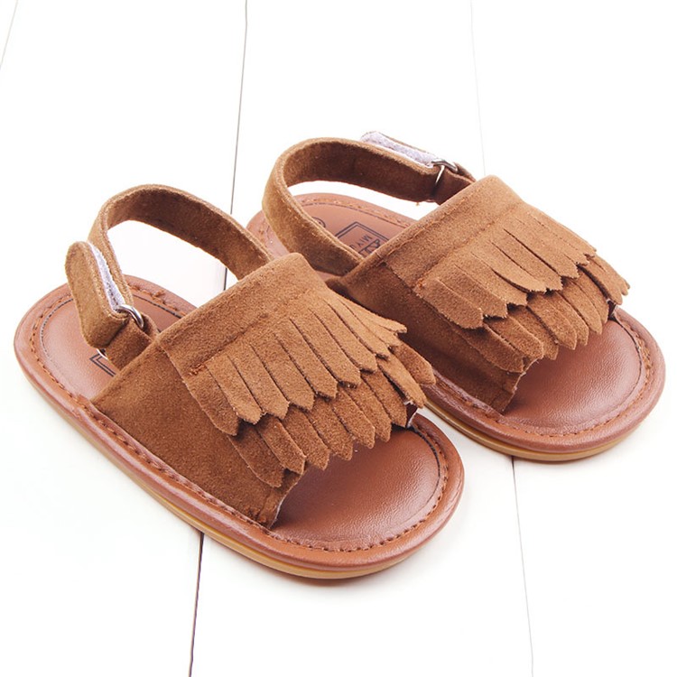 Summer Newborn Baby PU Leather Anti-skid Sandals Shoes - Brown / Size: 11-1