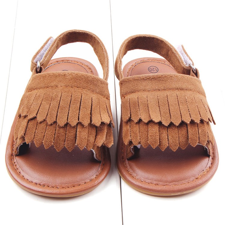 Summer Newborn Baby PU Leather Anti-skid Sandals Shoes - Brown / Size: 11-2