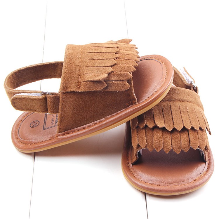 Summer Newborn Baby PU Leather Anti-skid Sandals Shoes - Brown / Size: 11-3