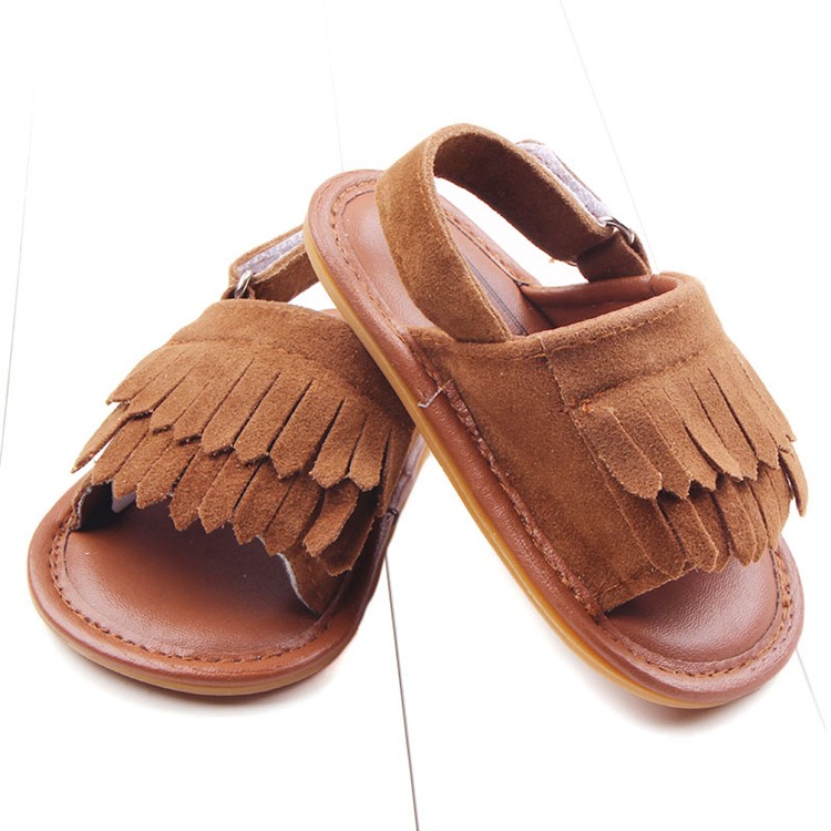 Summer Newborn Baby PU Leather Anti-skid Sandals Shoes - Brown / Size: 11-6