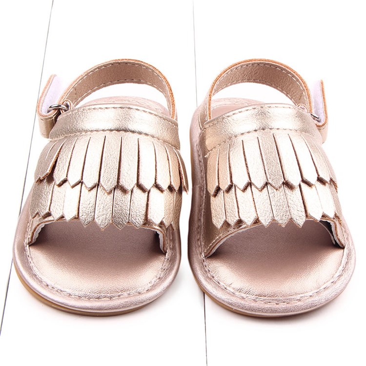 Summer Newborn Baby PU Leather Anti-skid Sandals Shoes - Gold / Size: 12-4