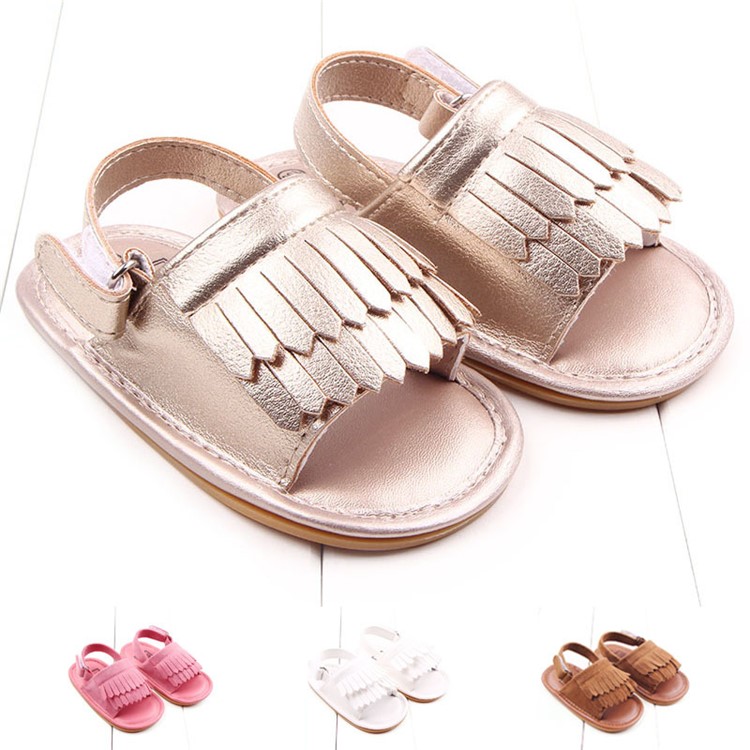 Summer Newborn Baby PU Leather Anti-skid Sandals Shoes - Gold / Size: 12-5
