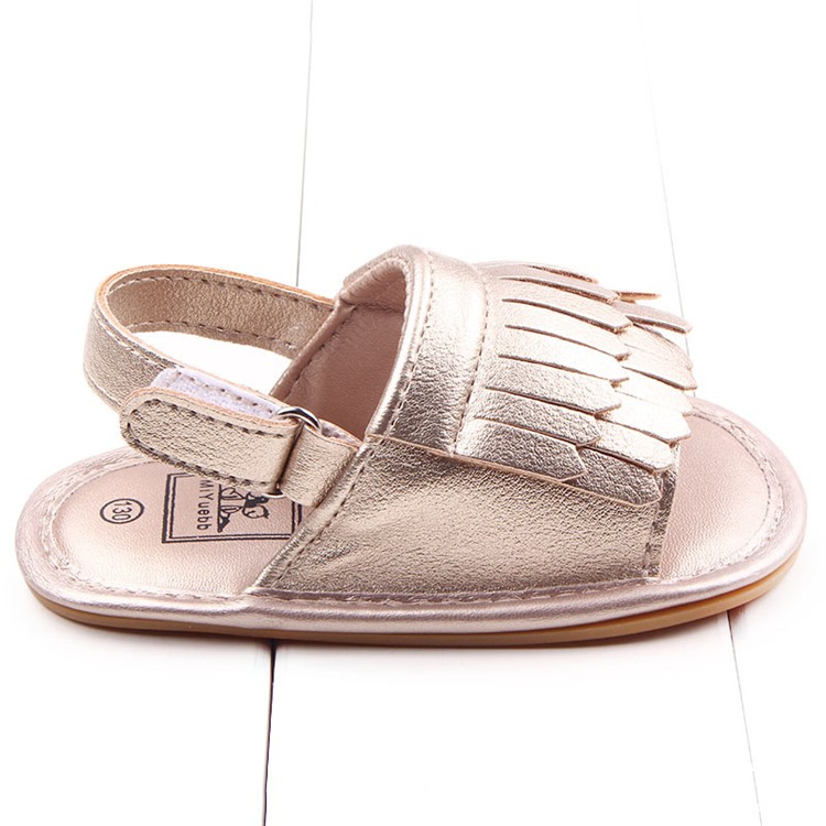 Summer Newborn Baby PU Leather Anti-skid Sandals Shoes - Gold / Size: 12-6