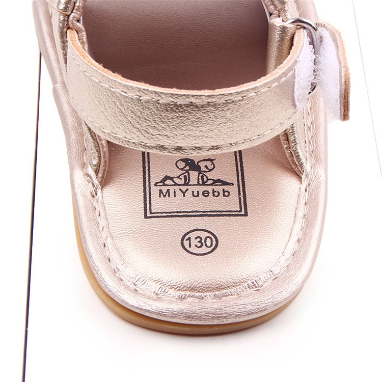 Summer Newborn Baby PU Leather Anti-skid Sandals Shoes - Gold / Size: 12-7