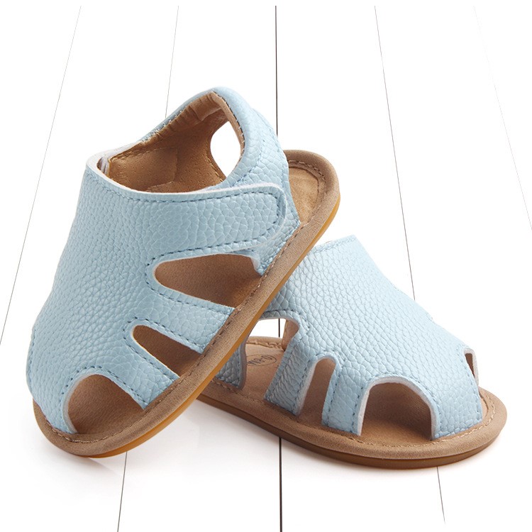 Summer Soft Toddler Sandals PU Leather Breathable Hollow Out Baby Shoes - Blue / Size: 12cm-1