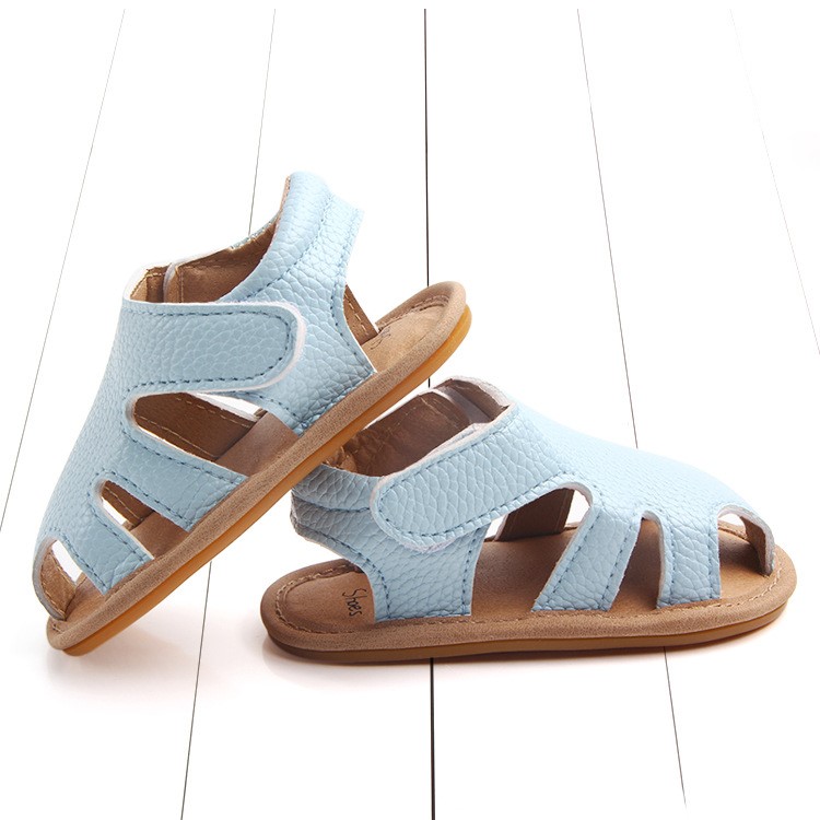Summer Soft Toddler Sandals PU Leather Breathable Hollow Out Baby Shoes - Blue / Size: 12cm-3