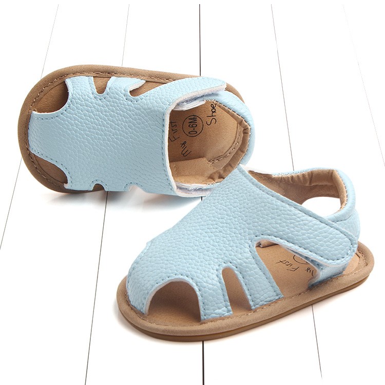Summer Soft Toddler Sandals PU Leather Breathable Hollow Out Baby Shoes - Blue / Size: 12cm-5