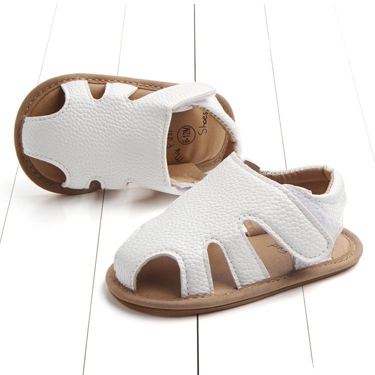 Summer Breathable Toddler Sandals PU Leather Hollow Out Baby Shoes - White / Size: 14cm-4
