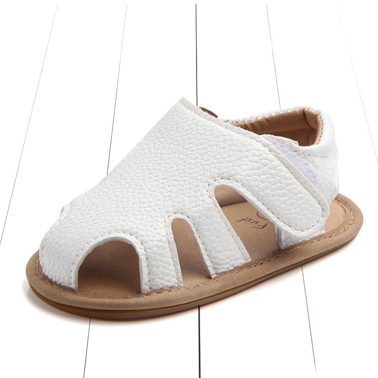 Summer Breathable Toddler Sandals PU Leather Hollow Out Baby Shoes - White / Size: 14cm-5