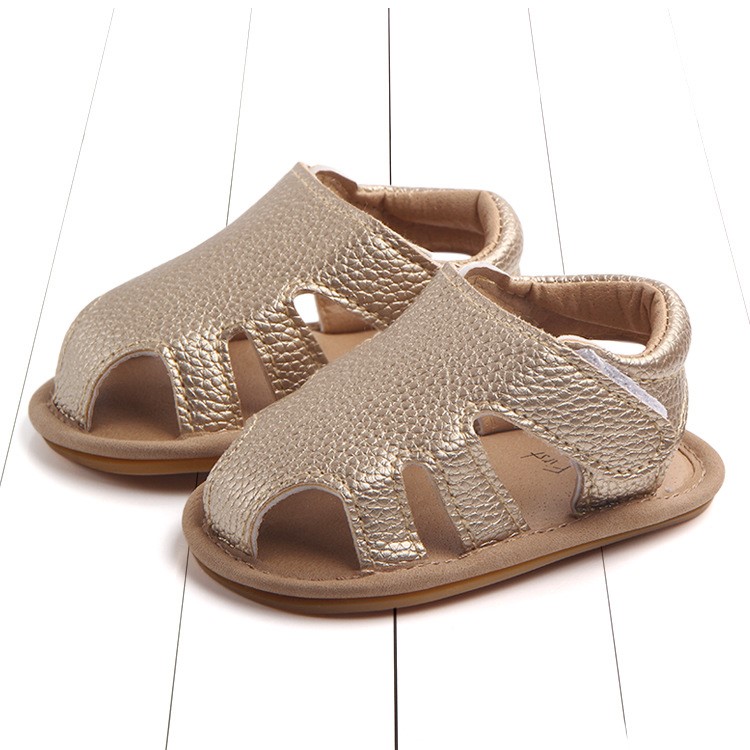 Summer Soft Toddler Sandals PU Leather Breathable Hollow Out Baby Shoes - Gold / Size: 14cm-1