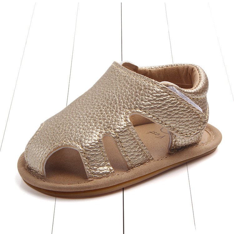 Summer Soft Toddler Sandals PU Leather Breathable Hollow Out Baby Shoes - Gold / Size: 14cm-2