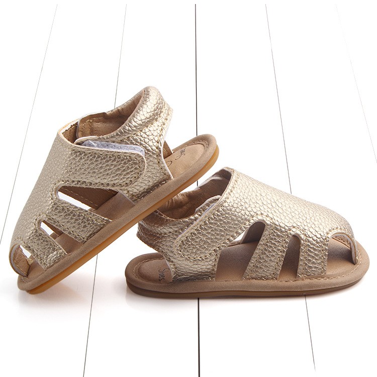 Summer Soft Toddler Sandals PU Leather Breathable Hollow Out Baby Shoes - Gold / Size: 14cm-3