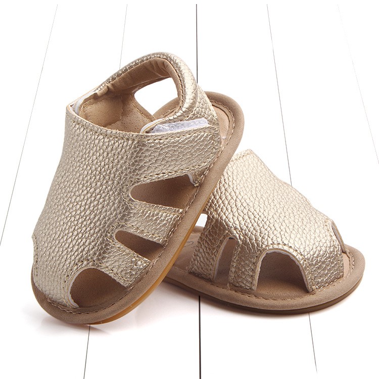 Summer Soft Toddler Sandals PU Leather Breathable Hollow Out Baby Shoes - Gold / Size: 14cm-4