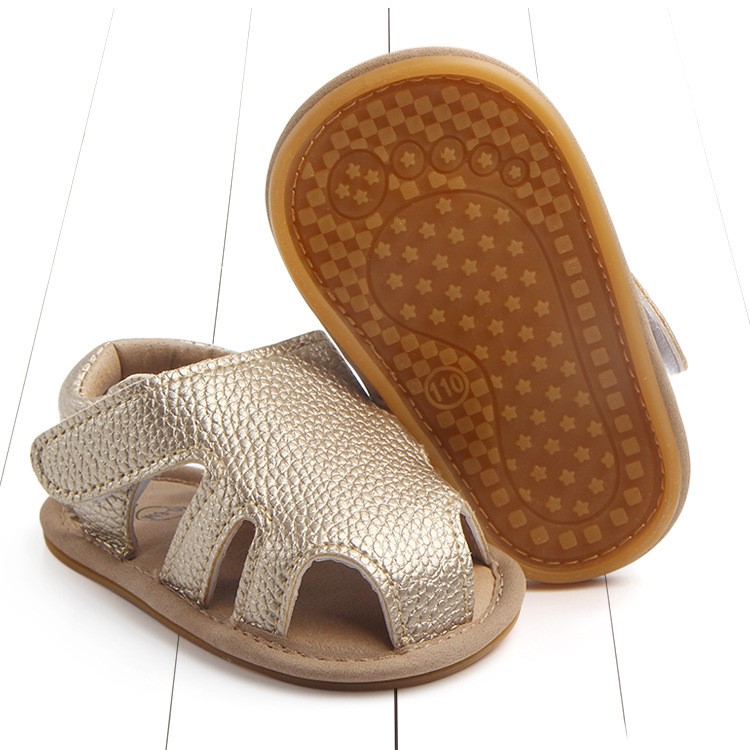Summer Soft Toddler Sandals PU Leather Breathable Hollow Out Baby Shoes - Gold / Size: 14cm-5