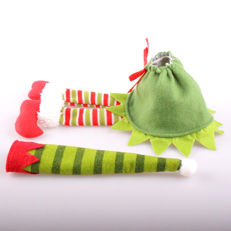 12PCS/Pack Christmas Element Wine Bottle Cover Holder Gift Bag Home Party Decoration - Stripes Pattern-2