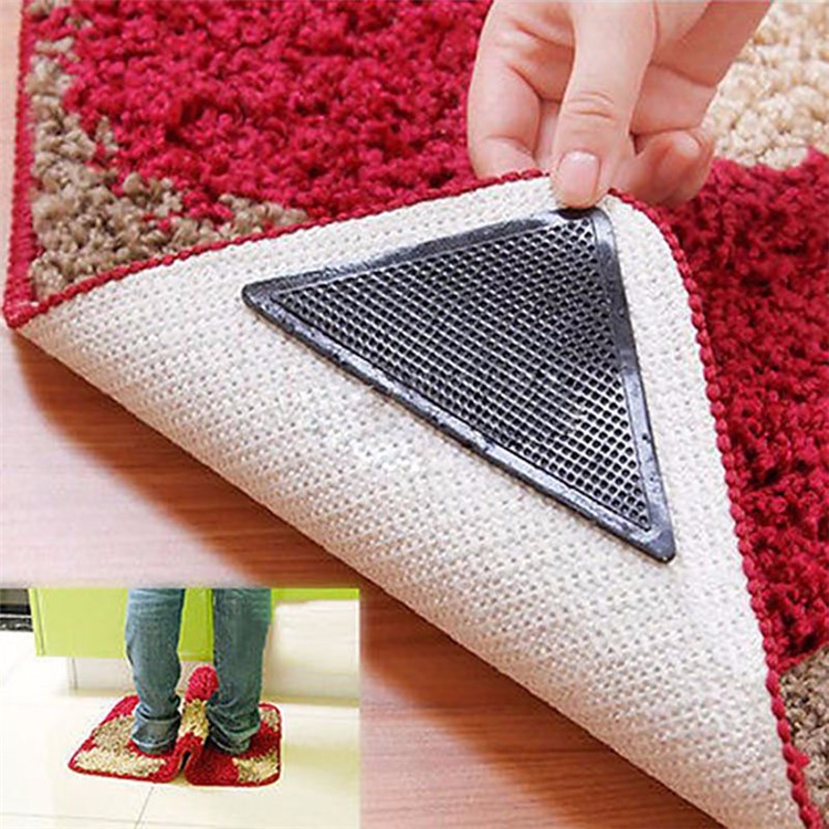 4PCS Reusable Rug Carpet Mat Grippers Non Slip Washable Silicone Grip for Bathroom Home Use-1