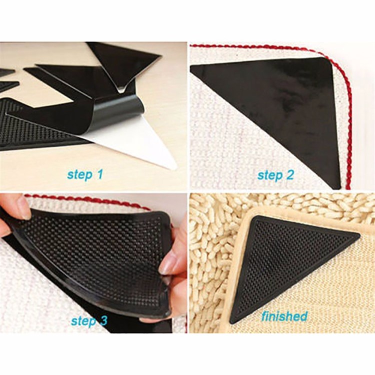 4PCS Reusable Rug Carpet Mat Grippers Non Slip Washable Silicone Grip for Bathroom Home Use-5