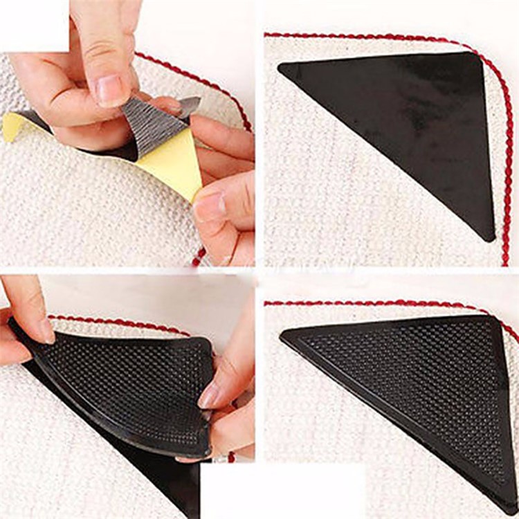 4PCS Reusable Rug Carpet Mat Grippers Non Slip Washable Silicone Grip for Bathroom Home Use-6
