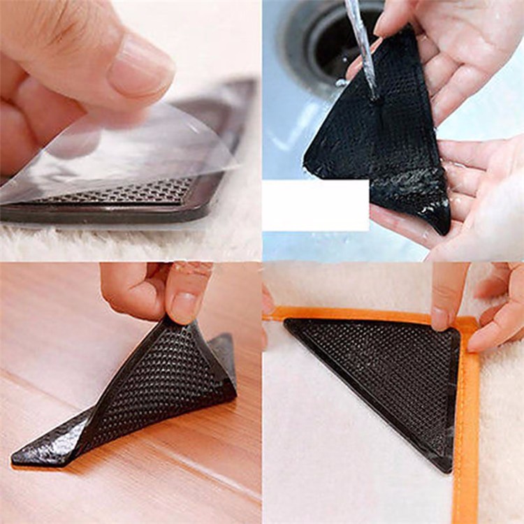 4PCS Reusable Rug Carpet Mat Grippers Non Slip Washable Silicone Grip for Bathroom Home Use-7