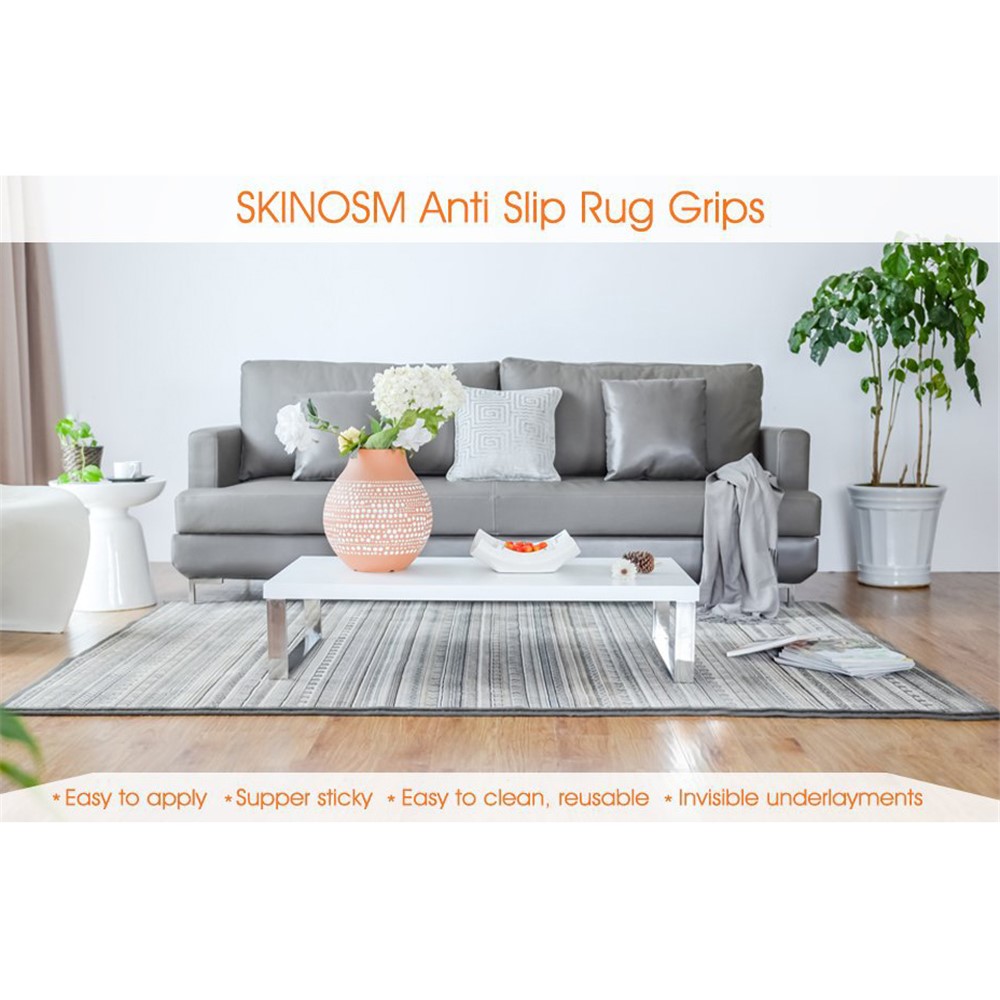 8Pcs/Set Silicone Non-slip Mat Rug Gripper Safe Stickers for Doormat Rug Home Tile Floor Outdoor Carpet, Size: 25 x 135 x 2mm - Black-10