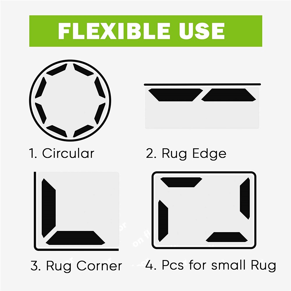 8Pcs/Set Silicone Non-slip Mat Rug Gripper Safe Stickers for Doormat Rug Home Tile Floor Outdoor Carpet, Size: 25 x 135 x 2mm - Black-3