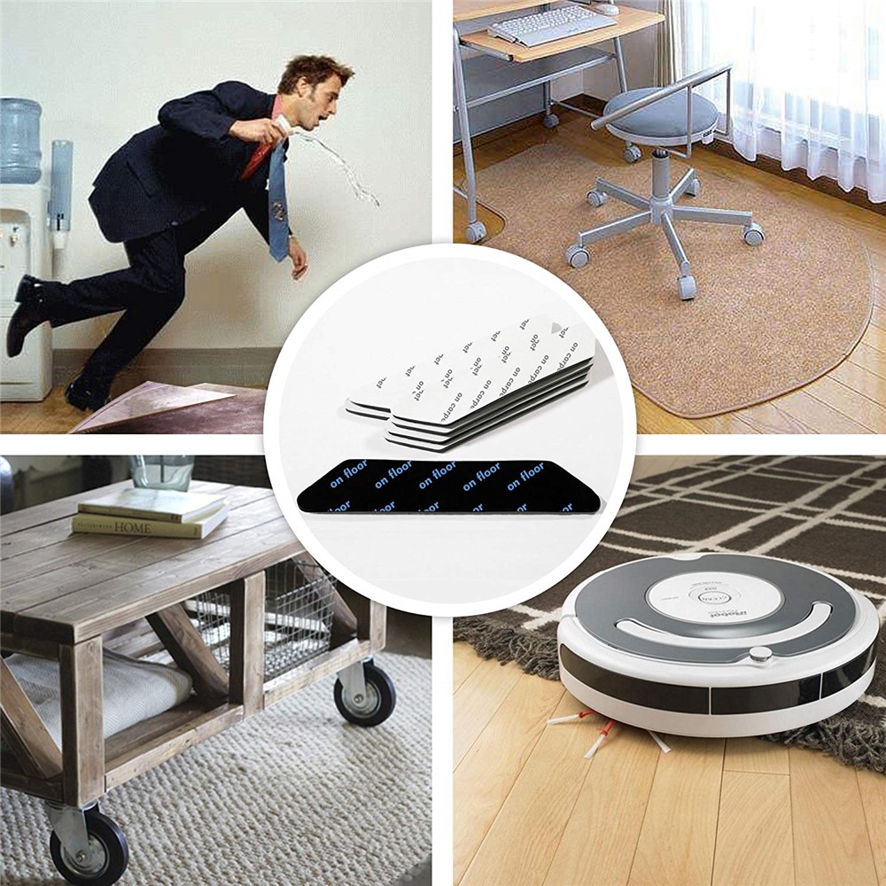 8Pcs/Set Silicone Non-slip Mat Rug Gripper Safe Stickers for Doormat Rug Home Tile Floor Outdoor Carpet, Size: 25 x 135 x 2mm - Black-7