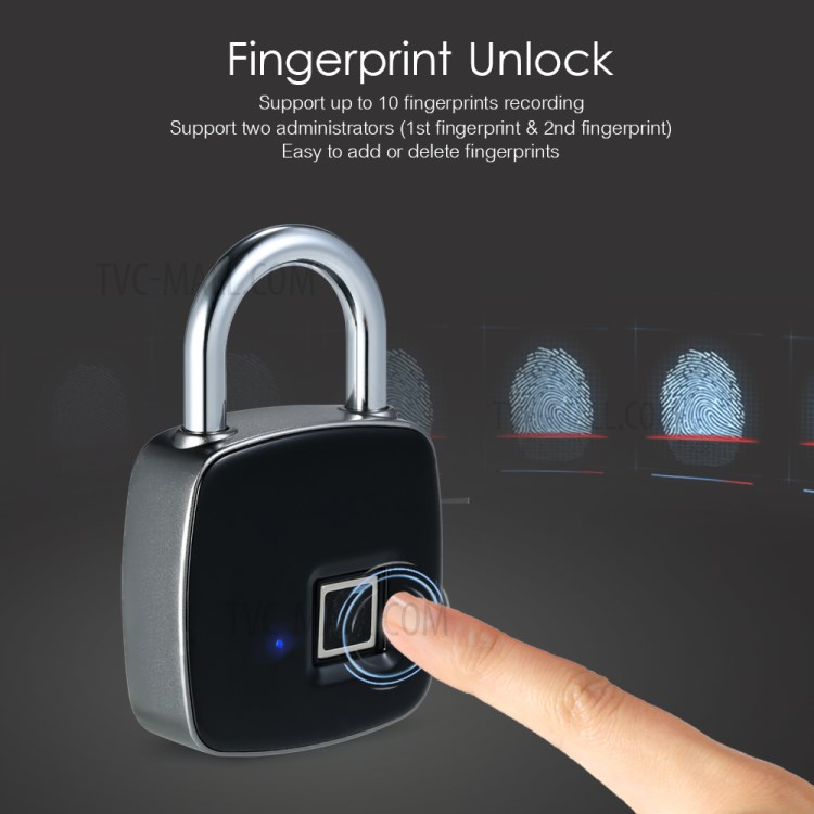 USB Rechargeable Smart Keyless Fingerprint Lock IP65 Waterproof Anti-Theft Security Padlock-9