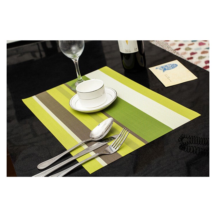6PCS Stripe Pattern Anti-slip Heat Insulation PVC Placemat for Dining Table - Green-1