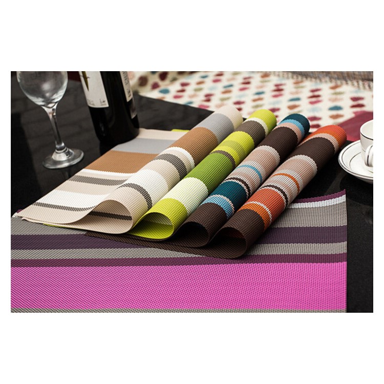 6PCS Stripe Pattern Anti-slip Heat Insulation PVC Placemat for Dining Table - Green-4