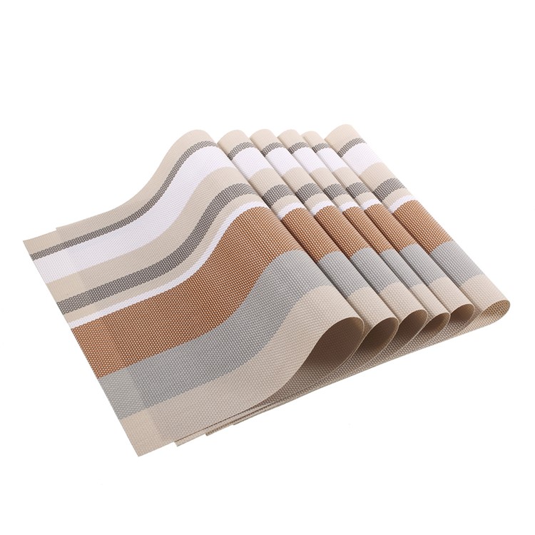 6PCS Stripe Pattern Anti-slip Heat Insulation PVC Placemat for Dining Table - Coffee-5