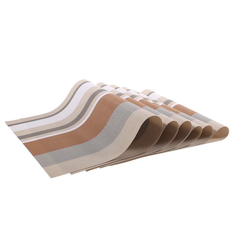 6PCS Stripe Pattern Anti-slip Heat Insulation PVC Placemat for Dining Table - Coffee-6