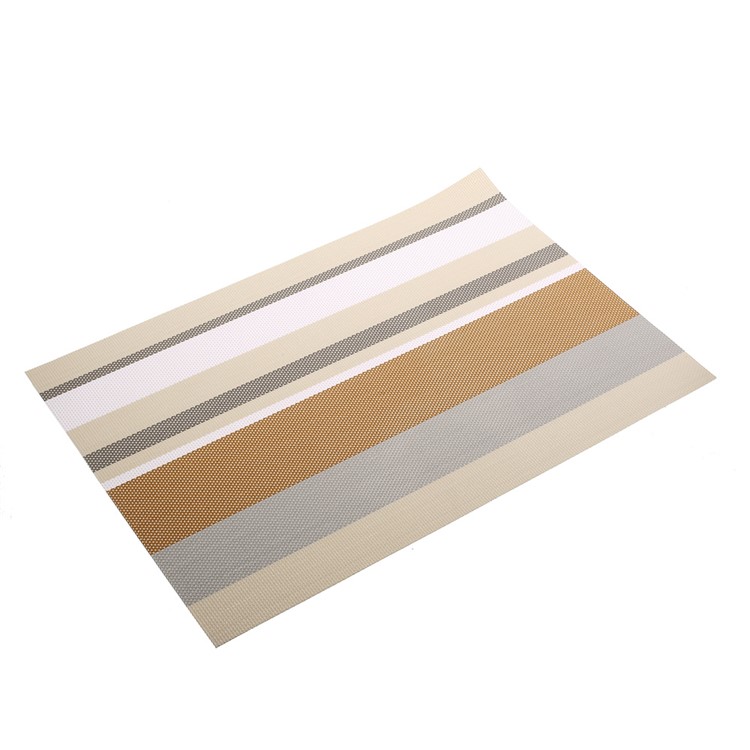 6PCS Stripe Pattern Anti-slip Heat Insulation PVC Placemat for Dining Table - Coffee-7